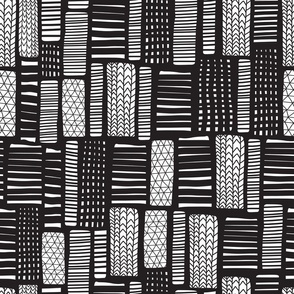 Abstract Doodle Blocks Black and White