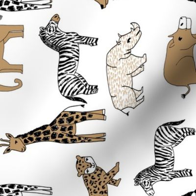 jungle // animal nursery giraffe elephant cheetah nature safari white lion brown