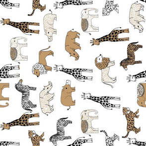 jungle // animal nursery giraffe elephant cheetah nature safari white lion brown