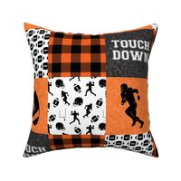 touch down - football wholecloth - orange and black - college ball -  plaid  C18BS