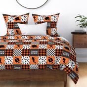 touch down - football wholecloth - orange and black - college ball -  plaid  C18BS