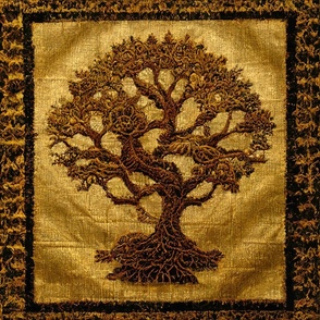18" Ancient Gold on Brown Rustic Tree of LIfe by kedoki