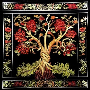 18" Tree of LIfe Red Green Black Embroidery by kedoki