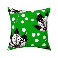 Polka Dotty Leaves (Green/White/Black)