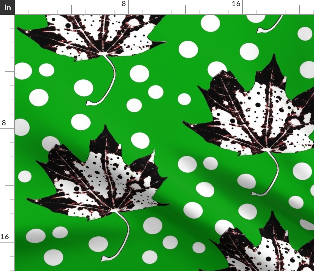 Polka Dotty Leaves (Green/White/Black)