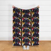 18" Black Retriever Dog Patchwork Quilt by kedoki