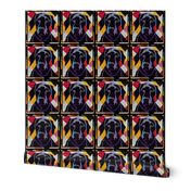 18" Black Retriever Dog Patchwork Quilt by kedoki