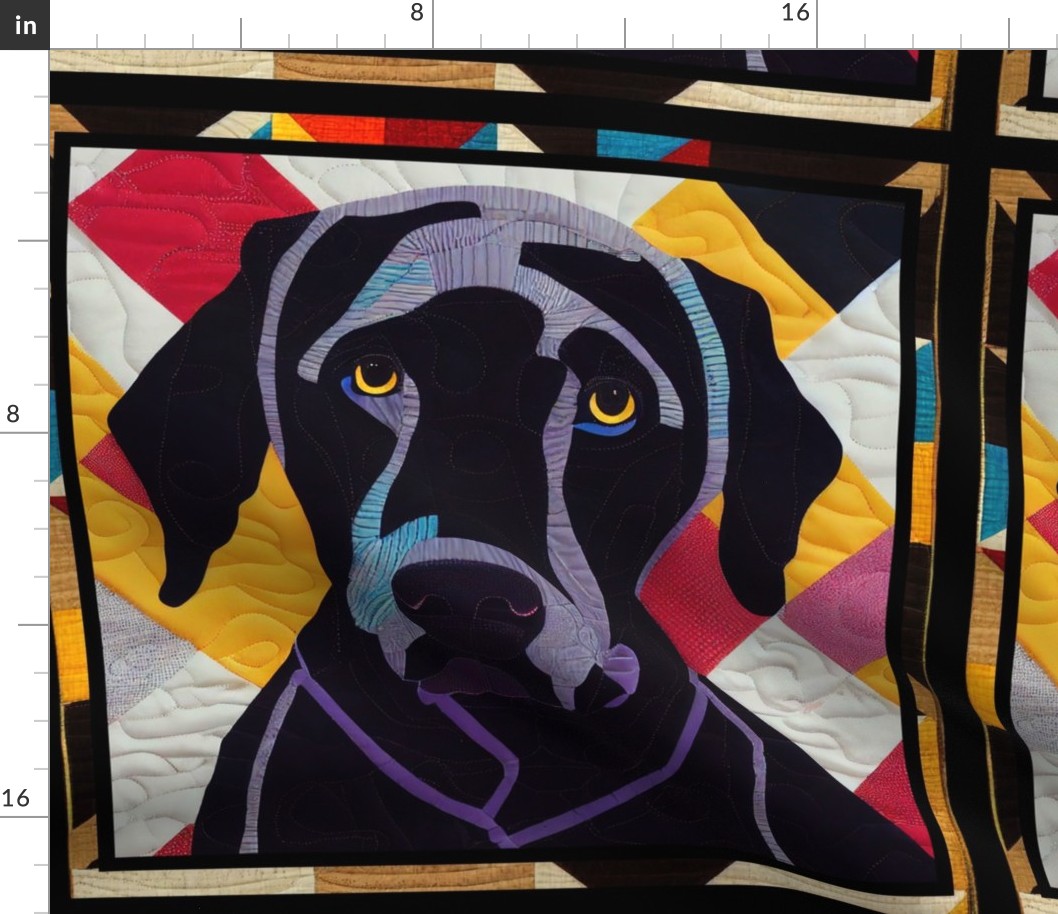 18" Black Retriever Dog Patchwork Quilt by kedoki