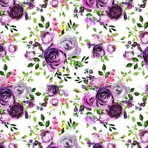 12" purple  watercolor florals bouquets 