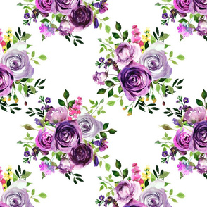 12" purple watercolor florals bouquets 