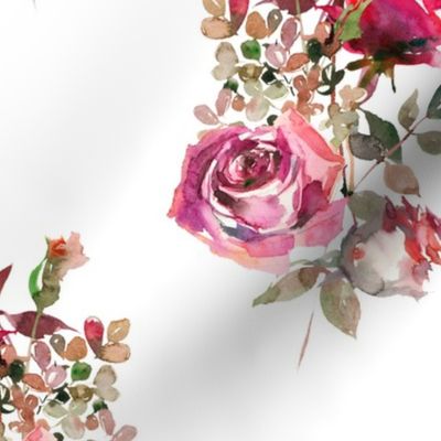 12" pink roses watercolor florals bouquets
