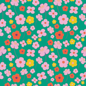 Retro Floral in Green