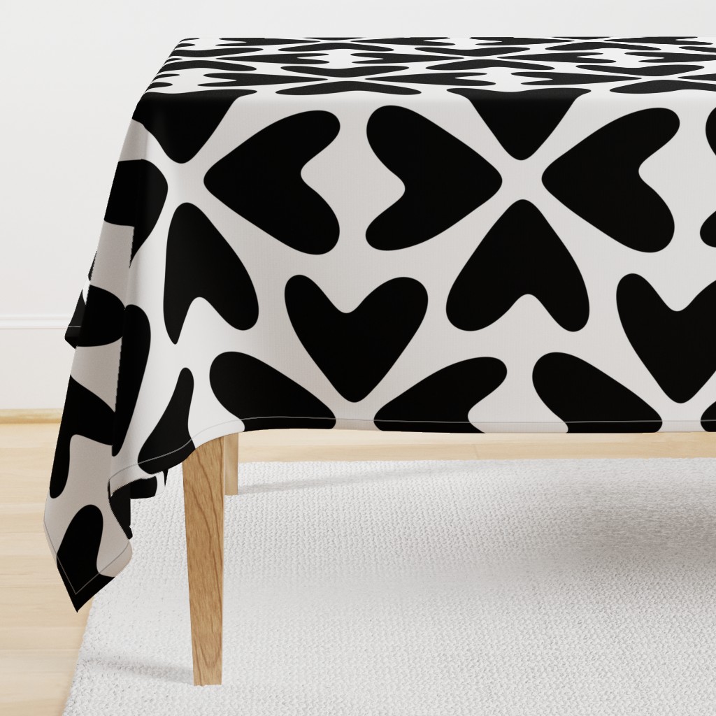 Bold Love / big scale / black and white abstract hearts pattern