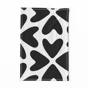 Bold Love / big scale / black and white abstract hearts pattern