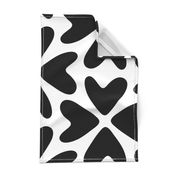 Bold Love / big scale / black and white abstract hearts pattern