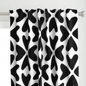 Bold Love / big scale / black and white abstract hearts pattern