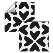 Bold Love / big scale / black and white abstract hearts pattern