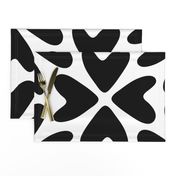 Bold Love / big scale / black and white abstract hearts pattern