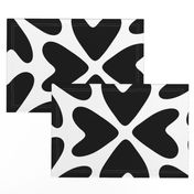 Bold Love / big scale / black and white abstract hearts pattern