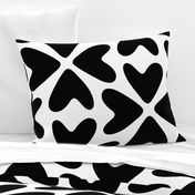 Bold Love / big scale / black and white abstract hearts pattern