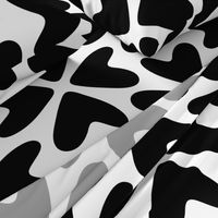 Bold Love / big scale / black and white abstract hearts pattern