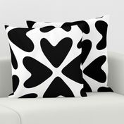 Bold Love / big scale / black and white abstract hearts pattern