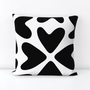 Bold Love / big scale / black and white abstract hearts pattern