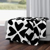 Bold Love / big scale / black and white abstract hearts pattern