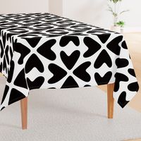 Bold Love / big scale / black and white abstract hearts pattern