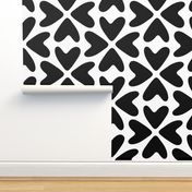 Bold Love / big scale / black and white abstract hearts pattern