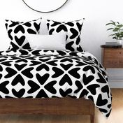 Bold Love / big scale / black and white abstract hearts pattern