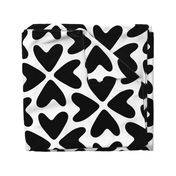 Bold Love / big scale / black and white abstract hearts pattern