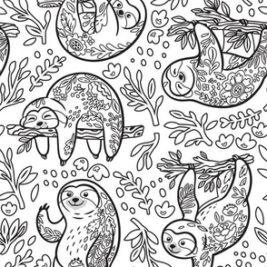 black and white beautiful blooming sloths