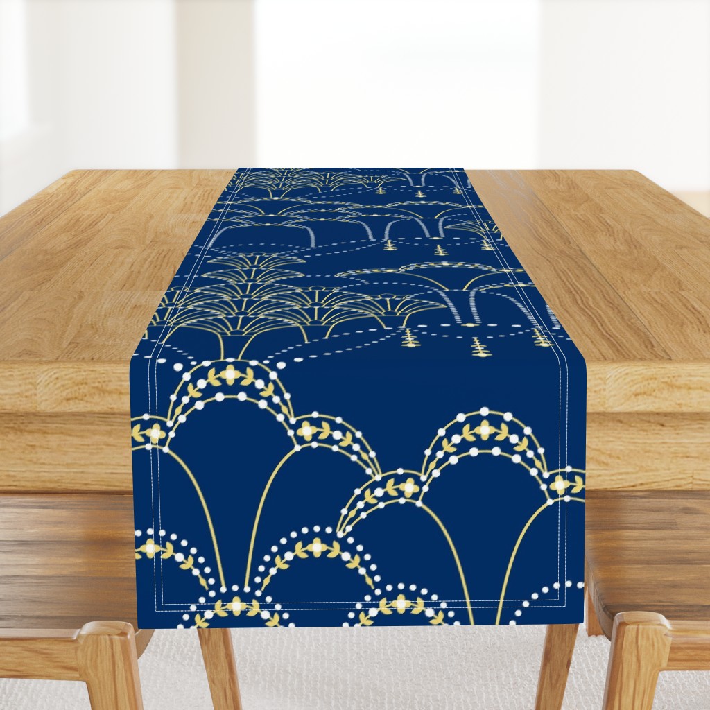 Deco Lace - navy blue yellow - extra large scale