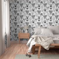 Jumbo large scale // Friendly Geometric Animals // white background black and white deers bears foxes wolves elephants raccoons lions owls and pandas