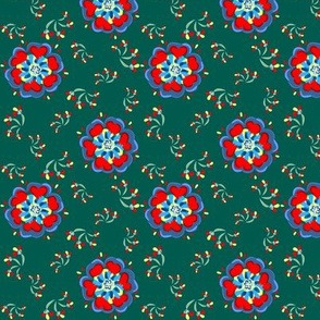 Scandinavian Flowers - Dark Teal