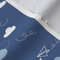 White Paper Airplane on Blue medium scale repeat