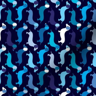 Blue boy doxie dog dachshund illustration pattern rotated 