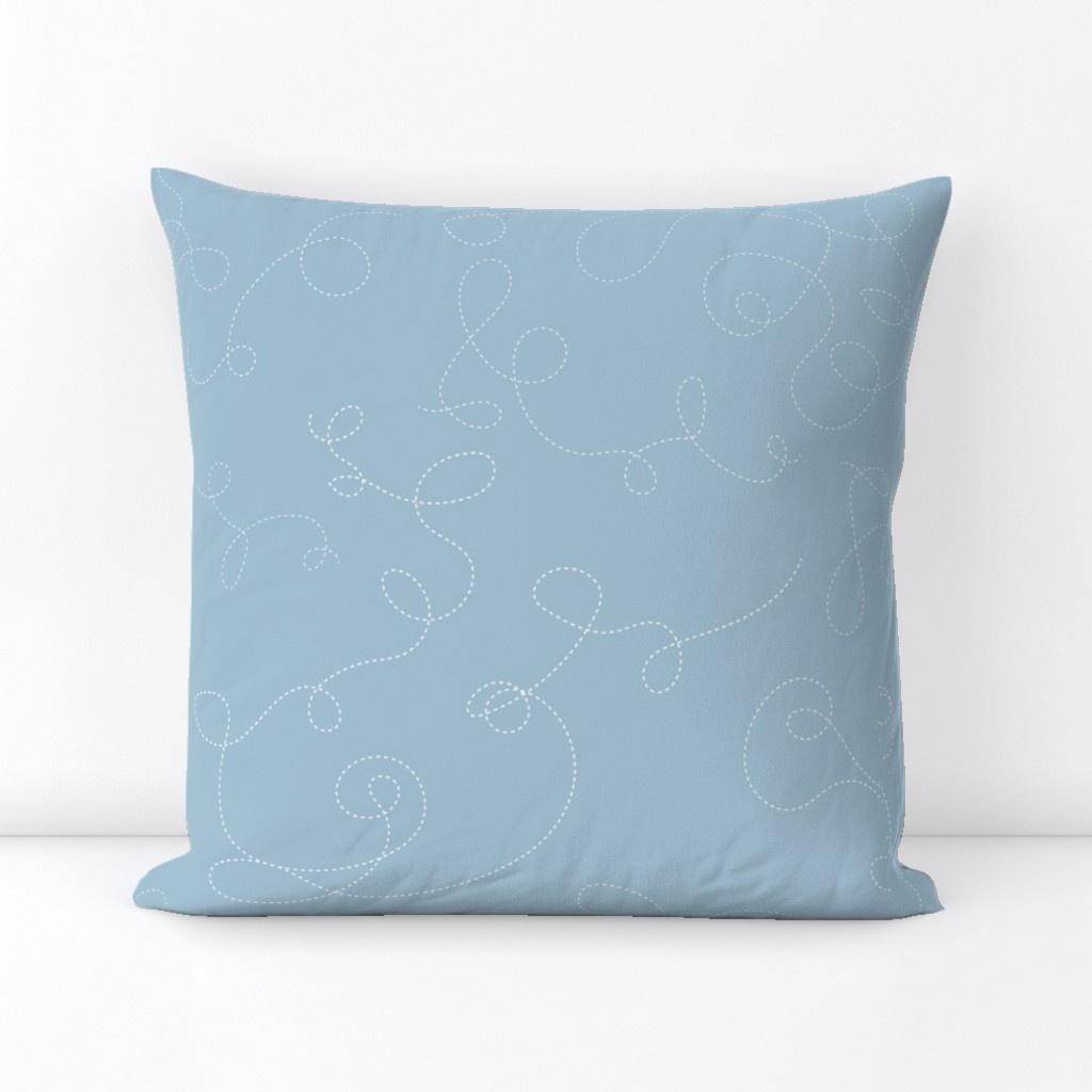 Fun swirls on Light blue small scale repeat