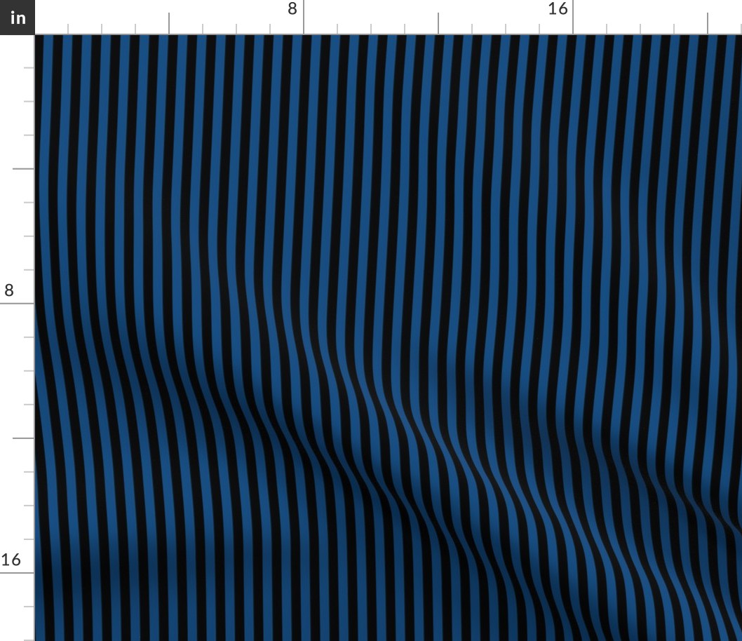 Quarter Inch Classic Blue and Black Vertical Stripes