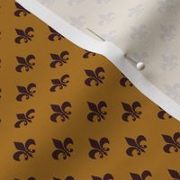 Half Inch Burgundy Fleur-de-lis on Matte Antique Gold