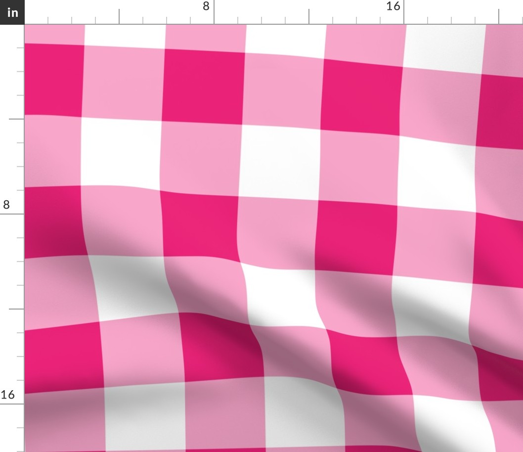 Three Inch Fuchsia and White Gingham Check