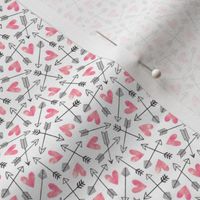 Arrows and Watercolor Hearts Love Valentine Pink Very Tiny Small