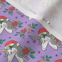 Christmas Unicorn on Purple Smaller 2 inch