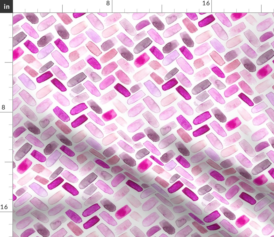 Watercolor herringbone in pink || chevron pattern