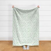 Celadon green watercolor stains || dots pattern