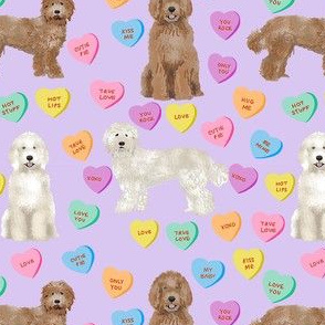 Cute Valentines Day Labradoodle Dog Hearts fabric - labradoodle fabric, valentines day dog fabric, dog fabric, labradoodles, cute dogs - purple