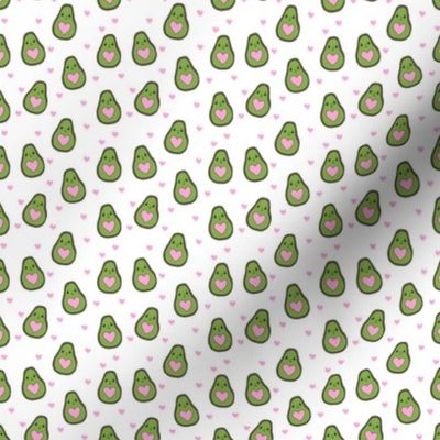 MINI - valentines day avocado pattern fabric - avocado pattern, valentines day fabric, love valentines fabric, cute girly fabric - white and pink