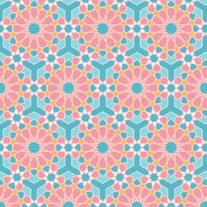 Islamic lace pink blue pastel Wallpaper