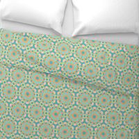 Islamic lace teal orange pastel Wallpaper